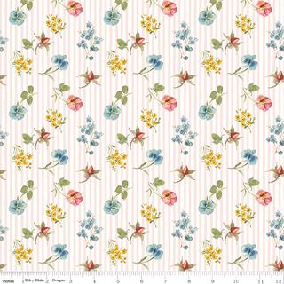 LITTLE GARDEN PATH FLORAL STRIPES PINK