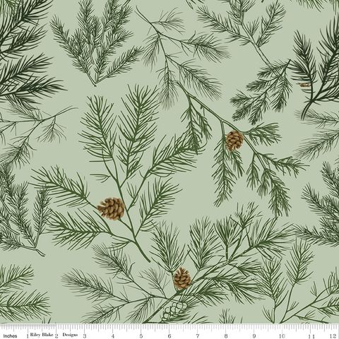 PEACE ON EARTH 107/108" WIDE BACK PINE LIGHT GREEN