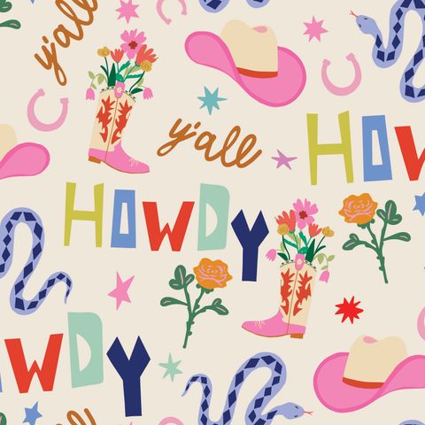 SR HOWDY YALL CREAM 100% QUILTING COTTON 112CM