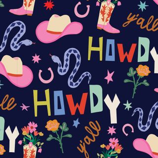 SR HOWDY YALL NAVY 100% QUILTING COTTON 112CM