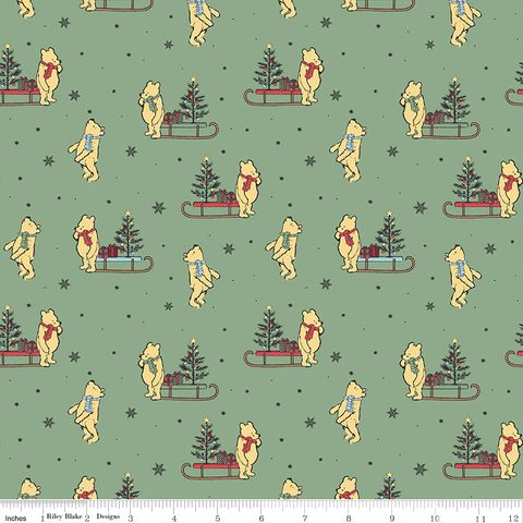 WINNIE-THE-POOH CHRISTMAS SLEDS GREEN
