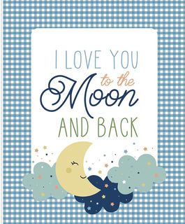 LOVE YOU TO THE MOON 35 1/2" X 43 1/2" PANEL BLUE