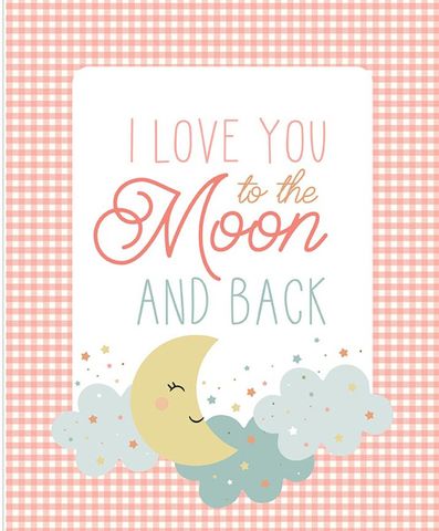 LOVE YOU TO THE MOON 35 1/2" X 43 1/2" PANEL CORAL