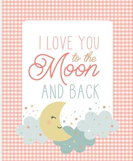LOVE YOU TO THE MOON 35 1/2" X 43 1/2" PANEL CORAL