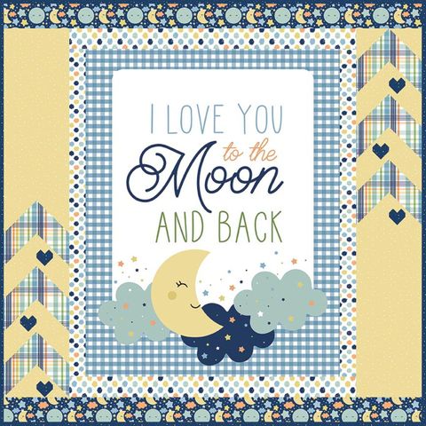 LOVE YOU TO THE MOON BLUE PANEL QUILT STORE DISPLA