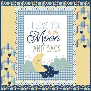 LOVE YOU TO THE MOON BLUE PANEL QUILT STORE DISPLA