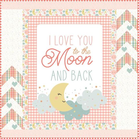 LOVE YOU TO THE MOON CORAL PANEL QUILT STORE - LOV