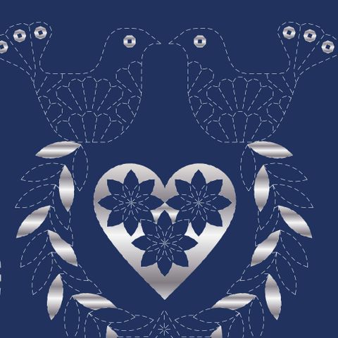 SASHIKO STOCKING NAVY - SILVER