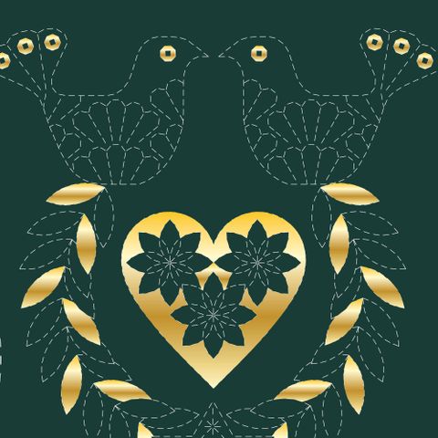 SASHIKO STOCKING GREEN - GOLD