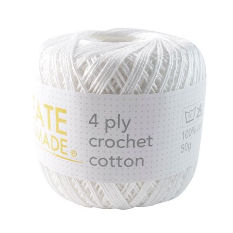 4PLY CROCHET COTTON WHITE