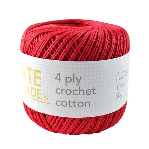 4PLY CROCHET COTTON RED