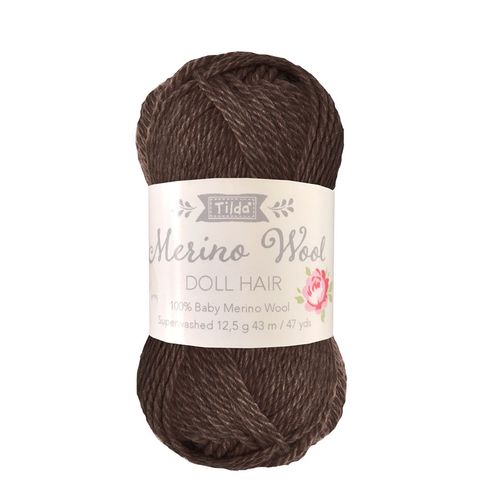 TILDA YARN DOLL HAIR DARK BROWN