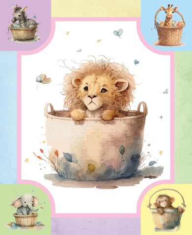 COT PANEL BASKET LION