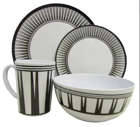 Complete Dinner Set 16Pce Melamine - Stripe