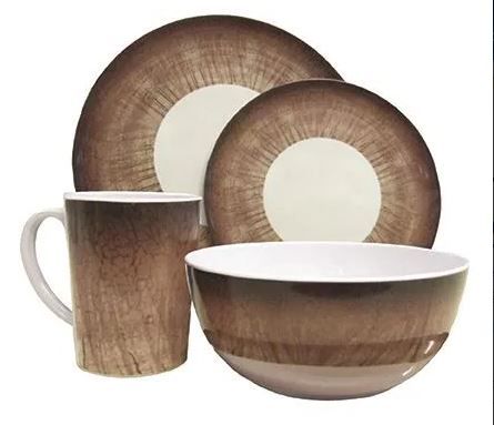 Complete Dinner Set 16Pce Melamine - Stone