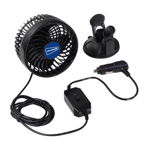 12v Cyclone 3 Single Oscillating Power Fan with Sucker