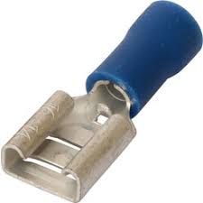 Female Spade Terminal 4mm 20pk Blue