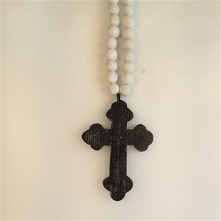 Menya Necklace Black Cross w White 10cm x 65cm long
