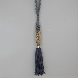 Aman Tassel Necklace w Shell Grey 90cm long