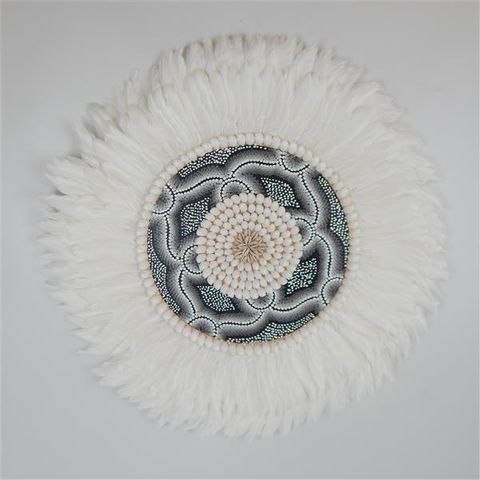 Amali Feather Wall Art Wavy Blk & White 55cm dia