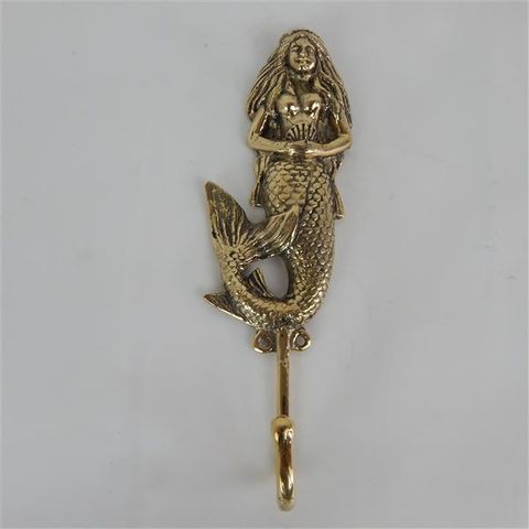Brass Mermaid Hook 7cm x 22cm high
