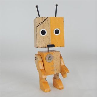 Wooden Block Robot Yellow 6cm x 15cm high
