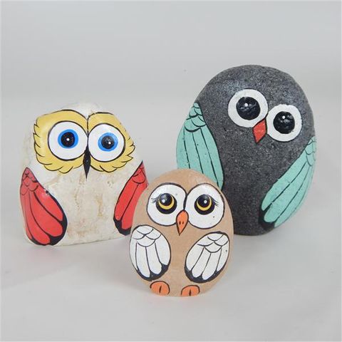 Stone Owls s/3 6cm/8cm/10cm high