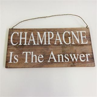 Wall SIgn "Champagne" Nat/White 40cm x 20cm high