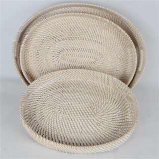 Lombok Oval Trays s/3 Whitewash 40cm/45cm/50cm wide