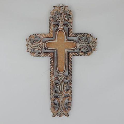 Menya Deco Cross Greywash 24cm x 40cm high