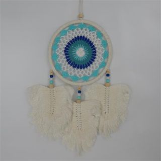 Aquamarina Dreamcatcher w 3 Leaves 22cm x 46cm long