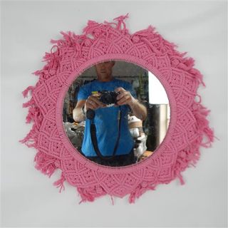 Macrame Mirror Pink 50cm dia / Mirror 29cm dia