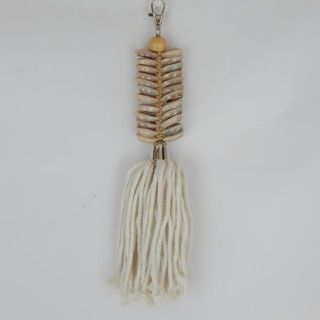 Tassel w Cowrie Shells Cream 4cm x 28cm long