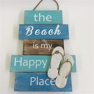 Whitewash Sign "The beach is my happy place" 30cm x 40cm