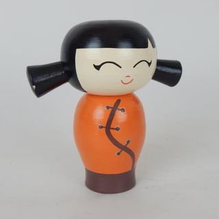 Anime Girl w Pigtails Orange 14cm x 15cm high