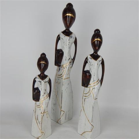 African Women w Water Jug White 30cm/40cm/50cm