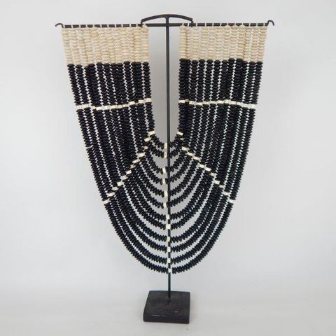 Beaded Tribal Necklace w Stand Black 40cm x 60cm high