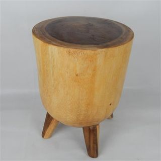 Teak Drum Stool  w Legs 31cm x 46cm high