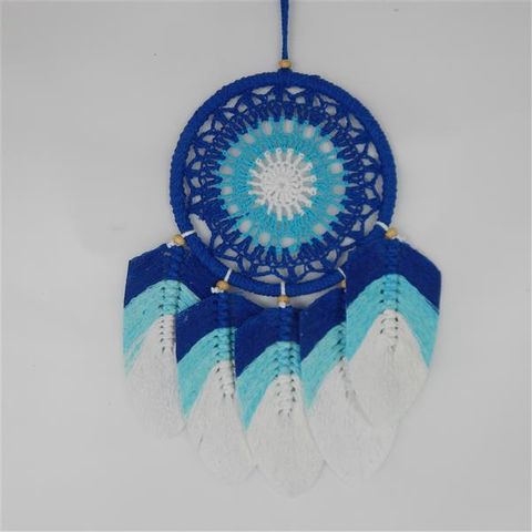 Aquamarina Dreamcatcher w 5 Leaves 17cm x 30cm