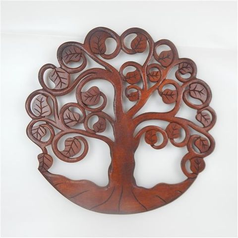Carved Tree of Life Brown 40cm dia