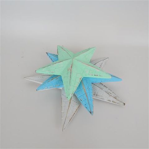 Starfish Carved s/3 White/Green/Blue 14/18/20cm dia