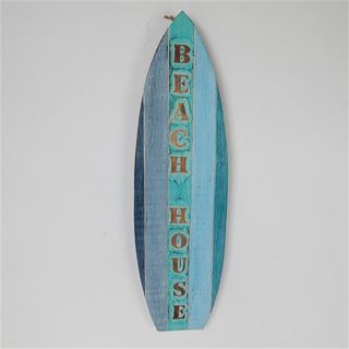 Wooden Beach House Surfboard Sign Aquas 18cm x 60cm