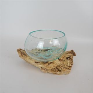 Driftwood Bowl Glass Vase Sml +/- 12cm x 12cm high