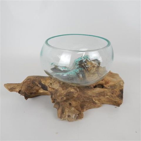 Driftwood Bowl Glass Vase Med +/-18cm x 16cm