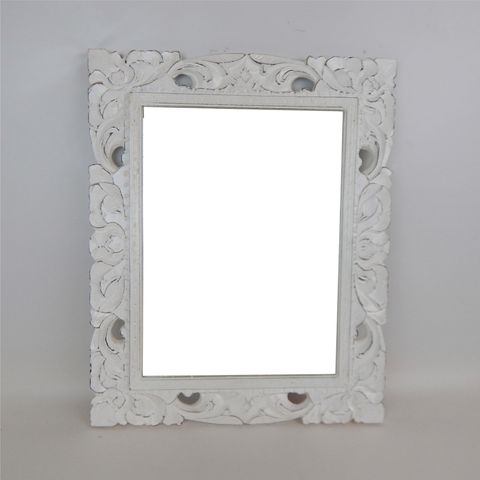 Carved Rectangle Mirror Whitewash 42cm x 54cm