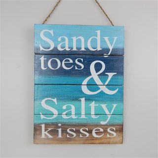 Wall Sign 'Sandy Toes & Salty" Aquas 30cm x 40cm