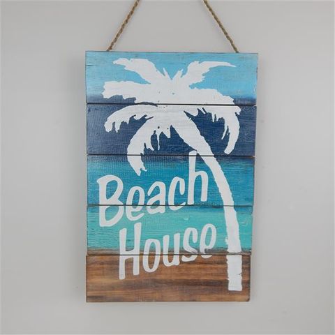 Wall Sign 'Beach House" Aquas 30cm x 40cm