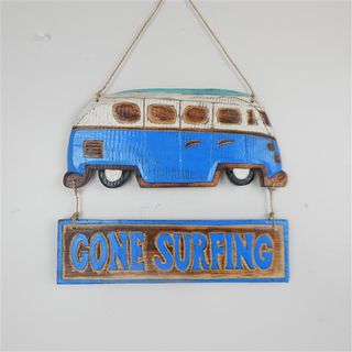 Wooden Combi "Gone Surfing" Aquas 30cm x 25cm high