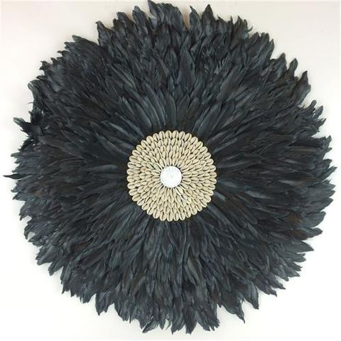 Feather Circle Black 65cm dia DUE JUNE