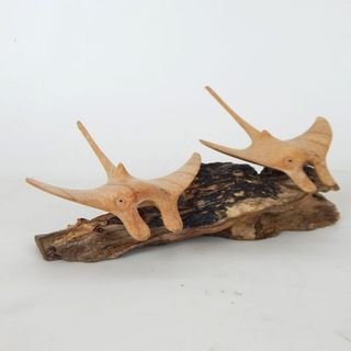 Handcarved Wooden Mantaray s/2 Approx 20 x 12 x 8cm h